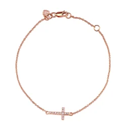 Gold & Diamond Small Cross Bracelet