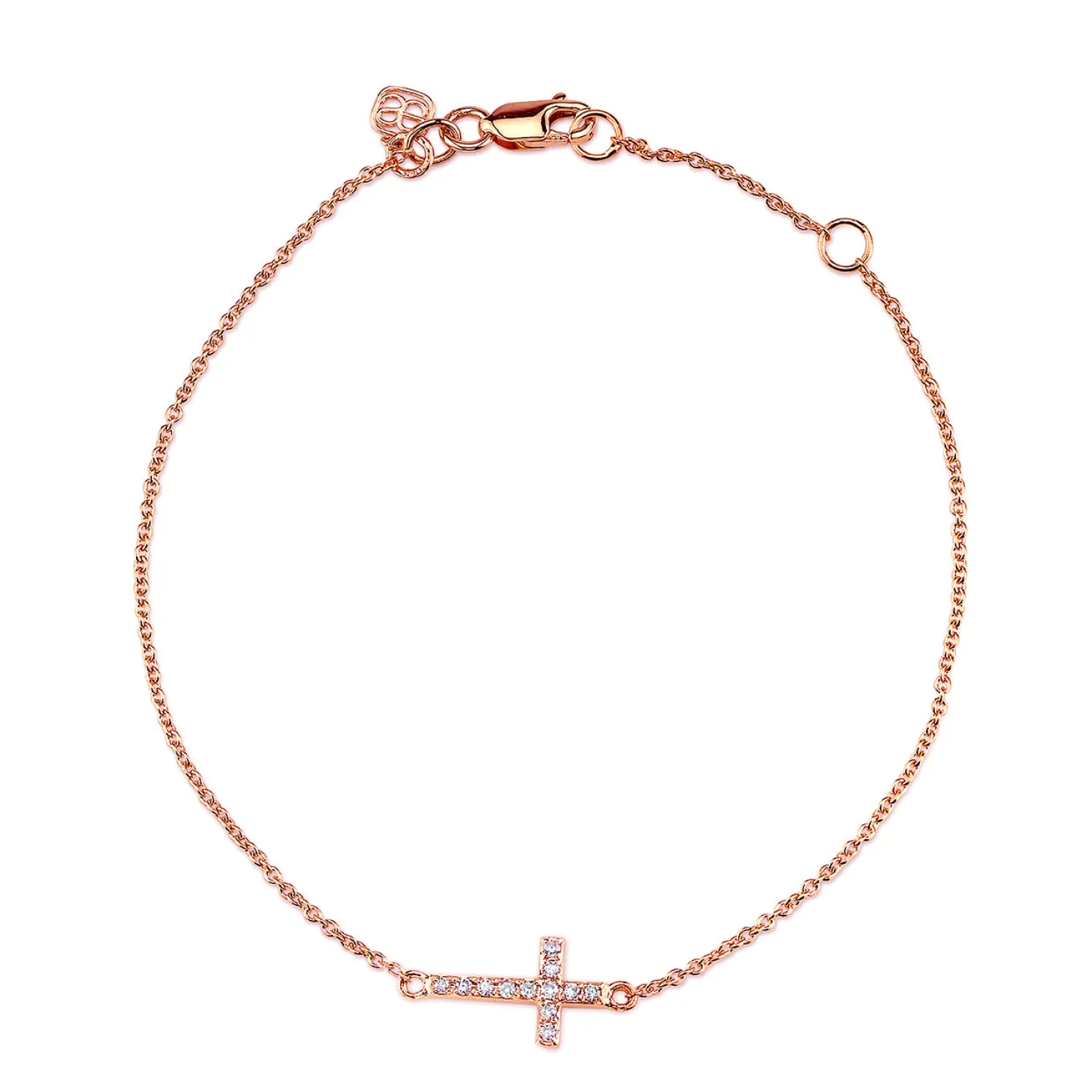 Gold & Diamond Small Cross Bracelet