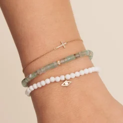 Gold & Diamond Small Cross Bracelet