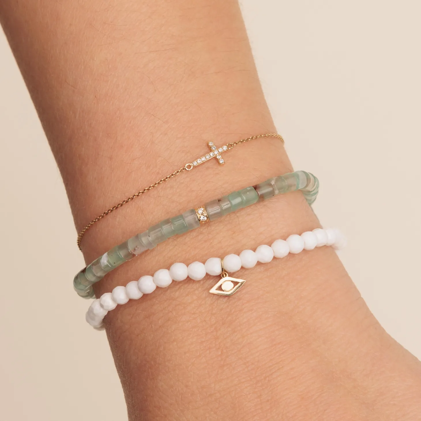 Gold & Diamond Small Cross Bracelet