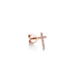 Gold & Diamond Small Cross Stud