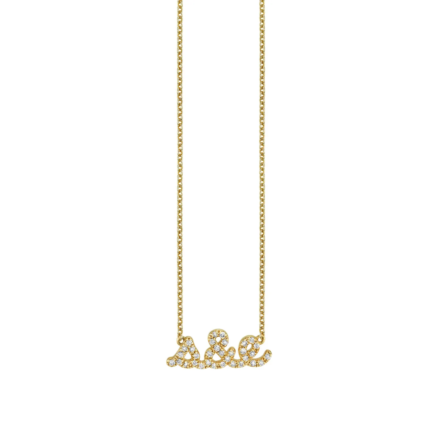 Gold & Diamond Small Custom Script Ampersand Icon Necklace