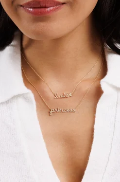 Gold & Diamond Small Custom Script Butterfly Icon Necklace
