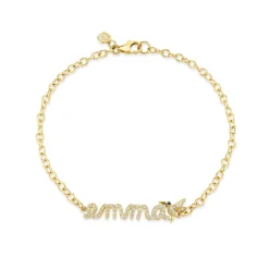 Gold & Diamond Small Custom Script Bracelet