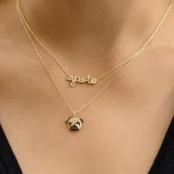Gold & Diamond Small Custom Script Heart Icon Necklace