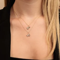 Gold & Diamond Small Double Plumeria Charm