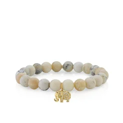Gold & Diamond Small Elephant on African Opal