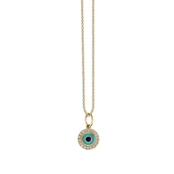Gold & Diamond Small Enamel Round Eye Charm