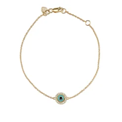 Gold & Diamond Small Enamel Eye Bracelet