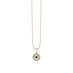 Gold & Diamond Small Enamel Round Eye Charm
