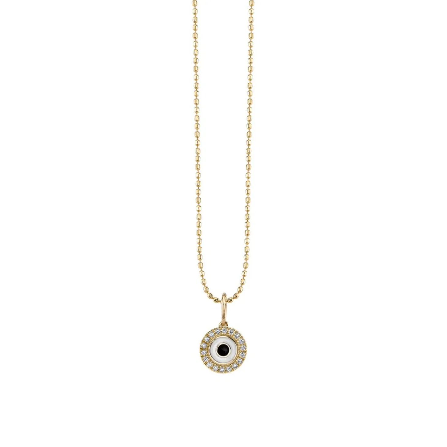 Gold & Diamond Small Enamel Round Eye Charm