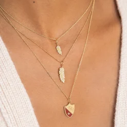 Gold & Diamond Small Feather Charm