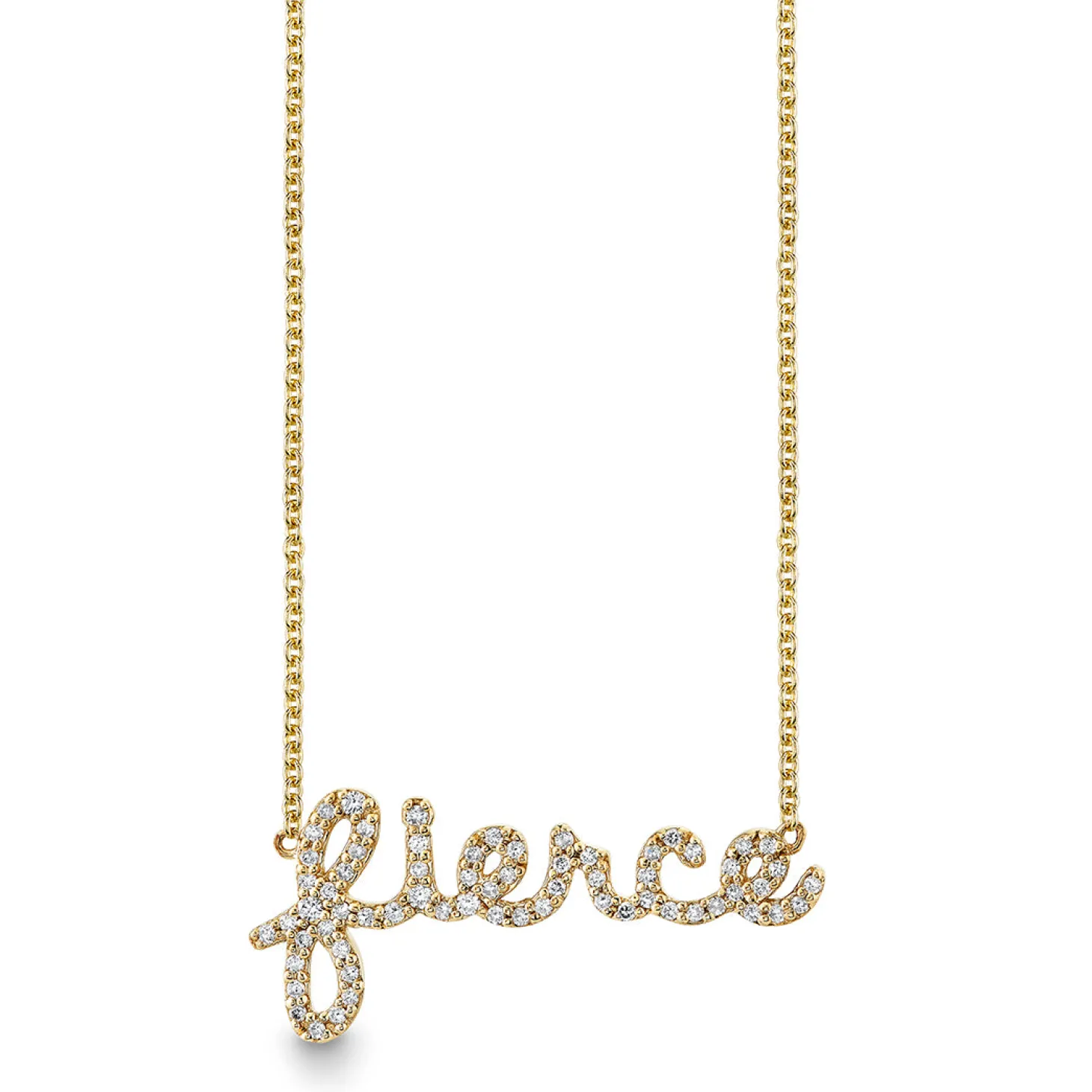 Gold & Diamond Small Fierce Script Necklace