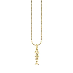 Gold & Diamond Small Fishbone Charm