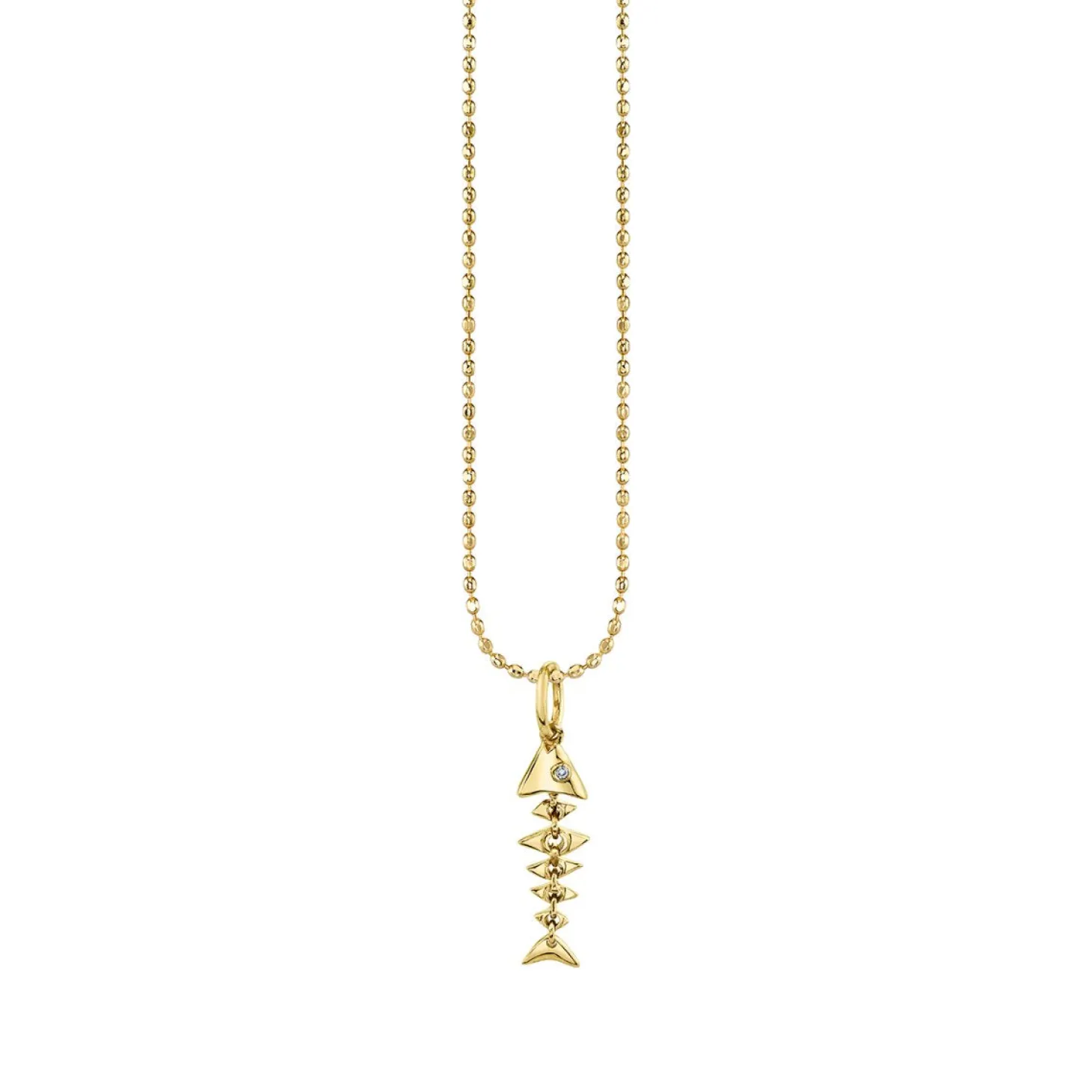 Gold & Diamond Small Fishbone Charm