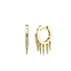 Gold & Diamond Small Fringe Huggie Hoops