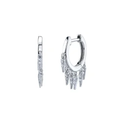 Gold & Diamond Small Fringe Huggie Hoops