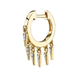 Gold & Diamond Small Fringe Huggie Hoops