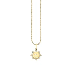 Gold & Diamond Small Happy Face Sun Charm