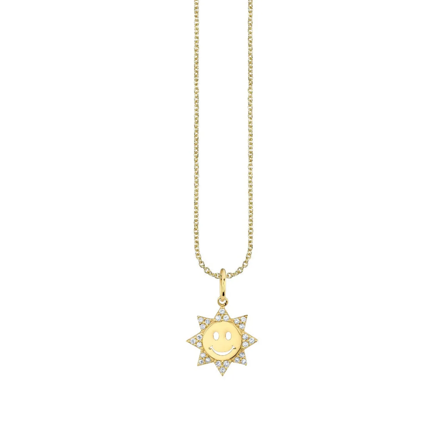 Gold & Diamond Small Happy Face Sun Charm