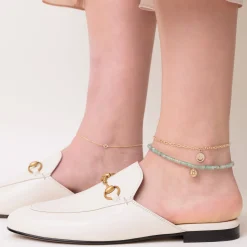 Gold & Diamond Small Happy Face Anklet