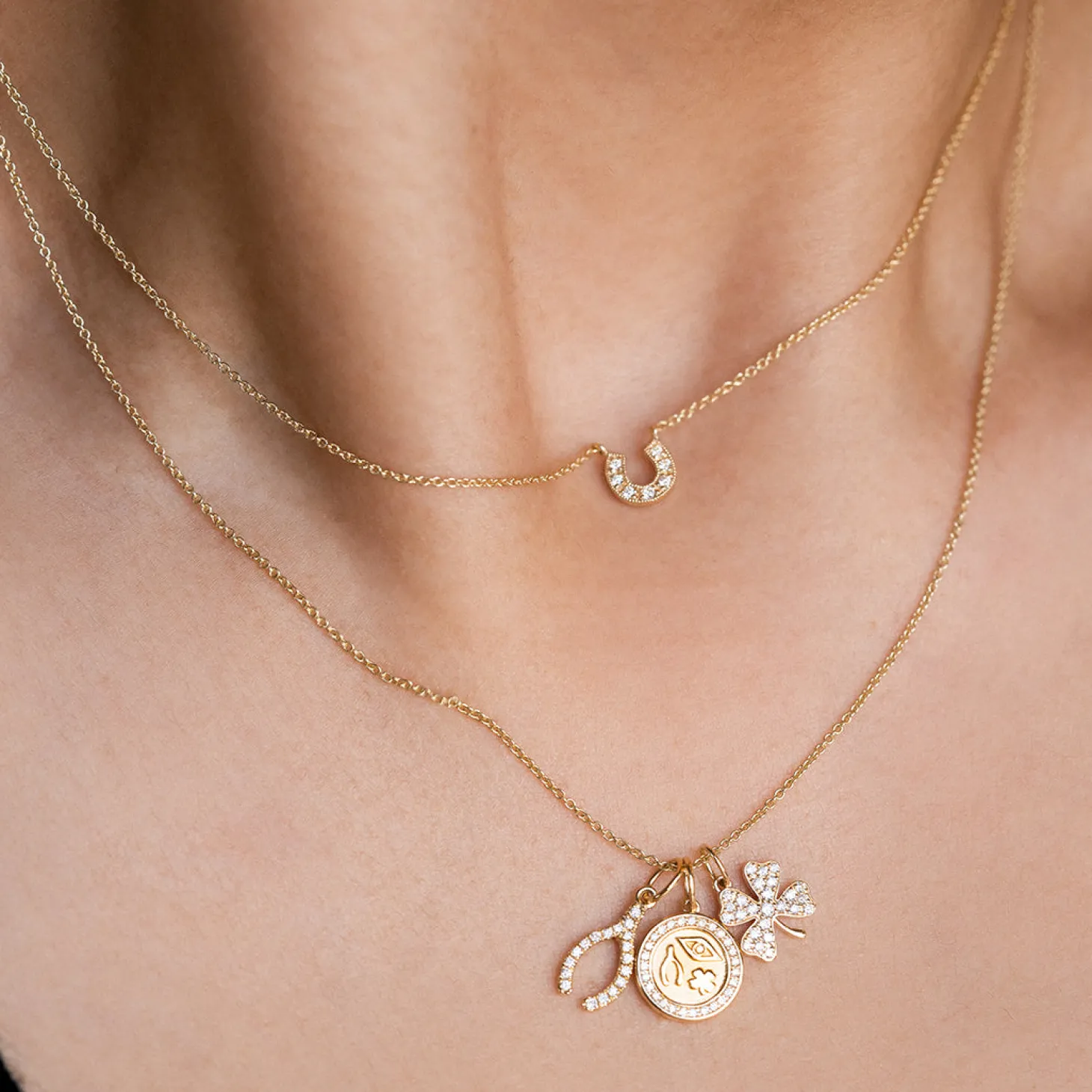 Gold & Diamond Small Horseshoe Necklace