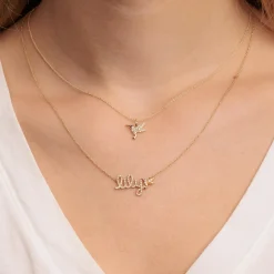 Gold & Diamond Small Hummingbird Charm