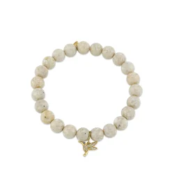 Gold & Diamond Small Hummingbrid on Cream Jasper