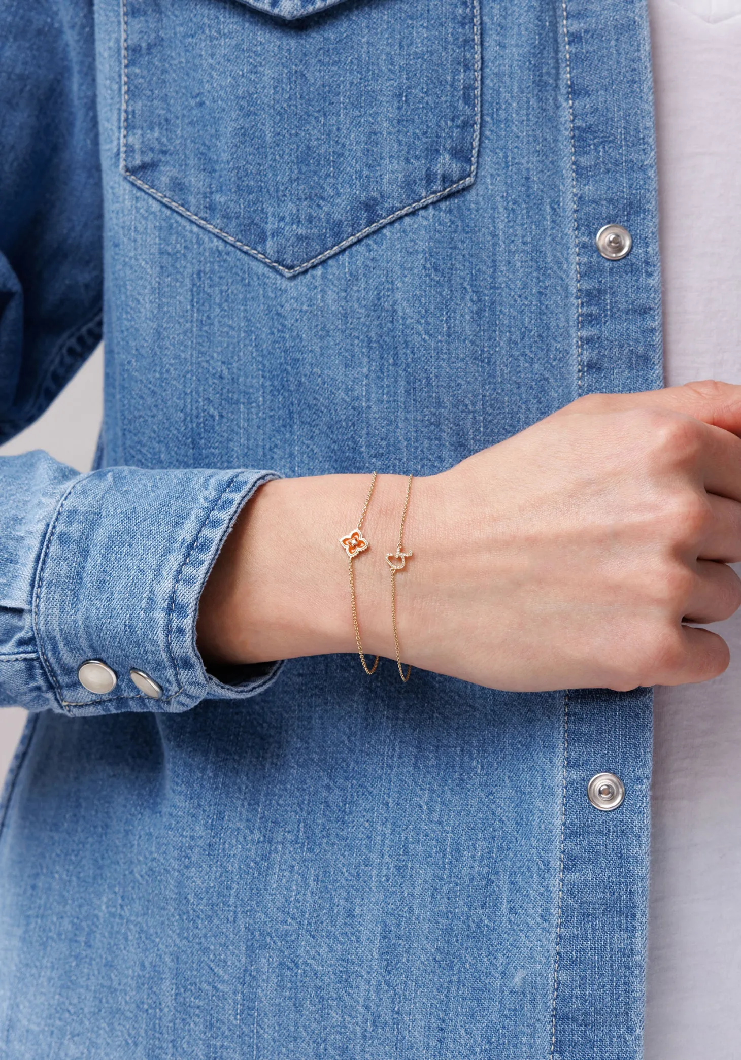 Gold & Diamond Small Initial Bracelet