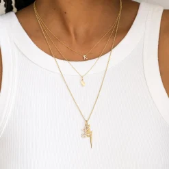 Gold & Diamond Small Initial Necklace