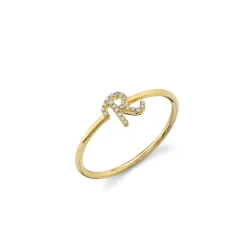 Gold & Diamond Small Initial Ring