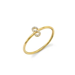 Gold & Diamond Small Initial Ring