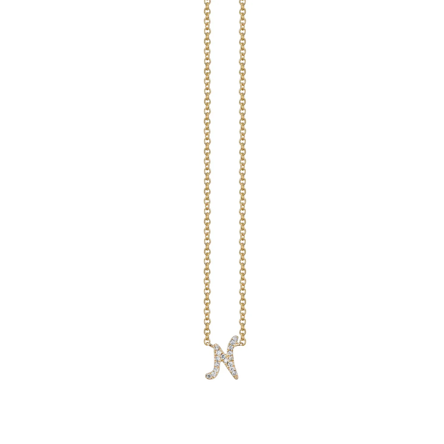 Gold & Diamond Small Initial Necklace