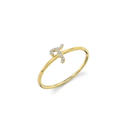 Gold & Diamond Small Initial Ring