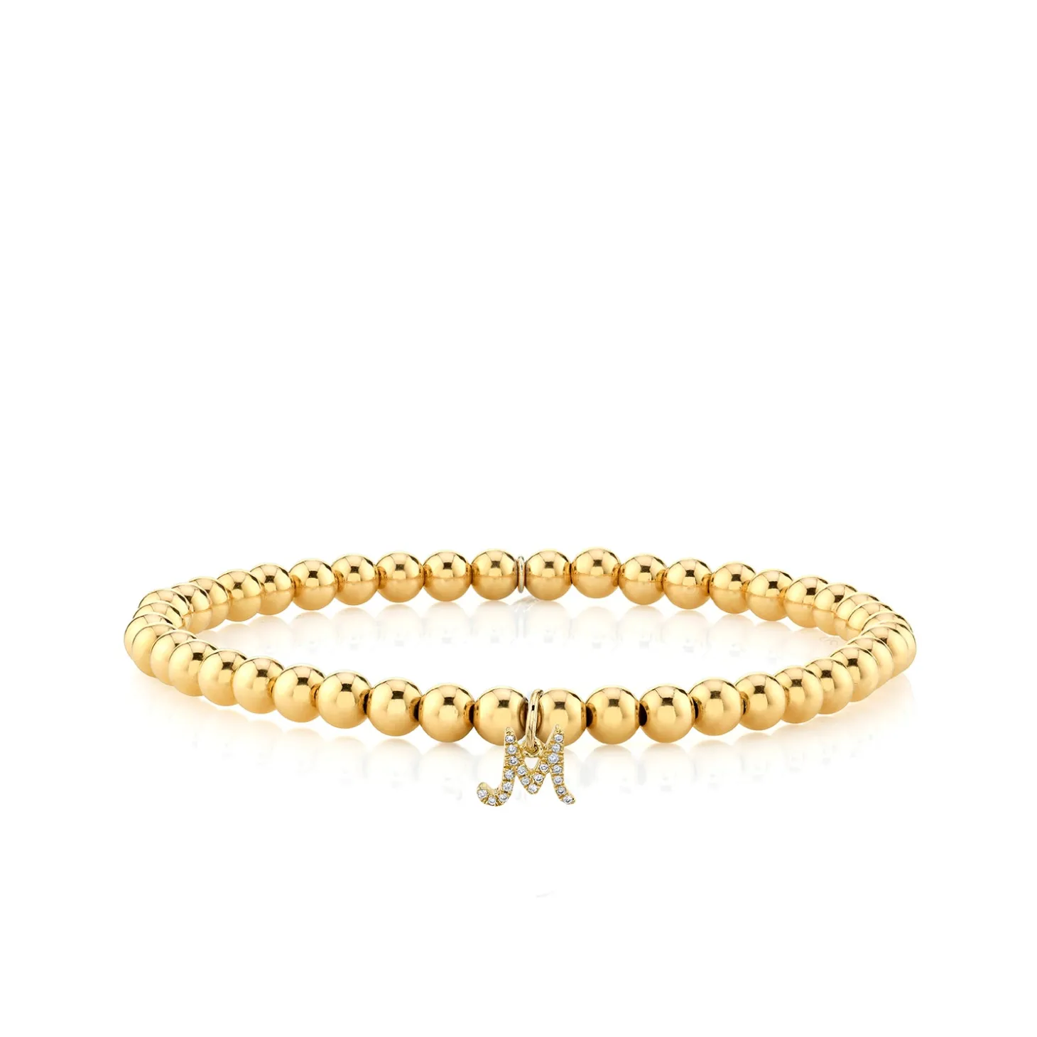 Gold & Diamond Small Initial on Gold Beads