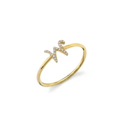Gold & Diamond Small Initial Ring