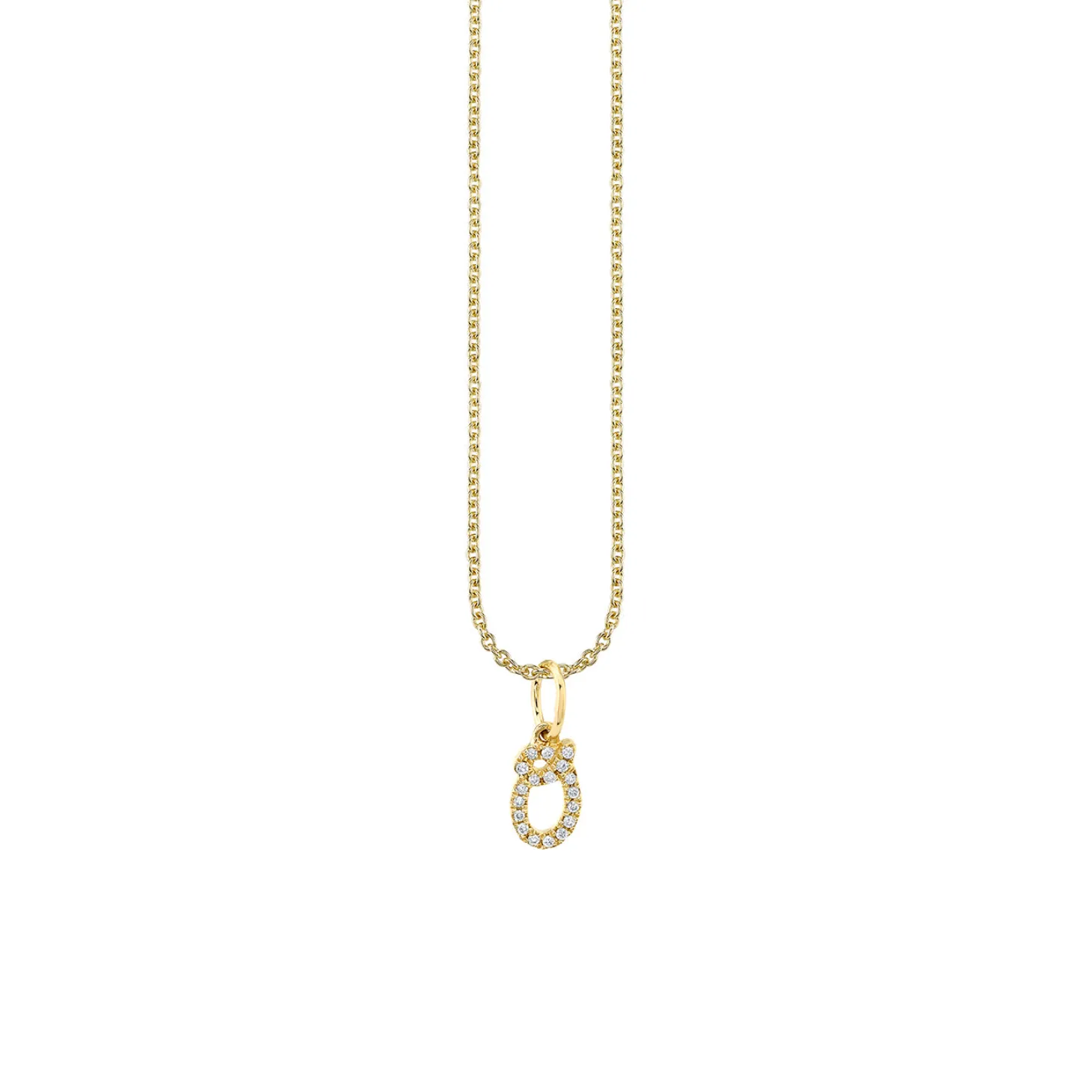 Gold & Diamond Small Initial Charm Necklace