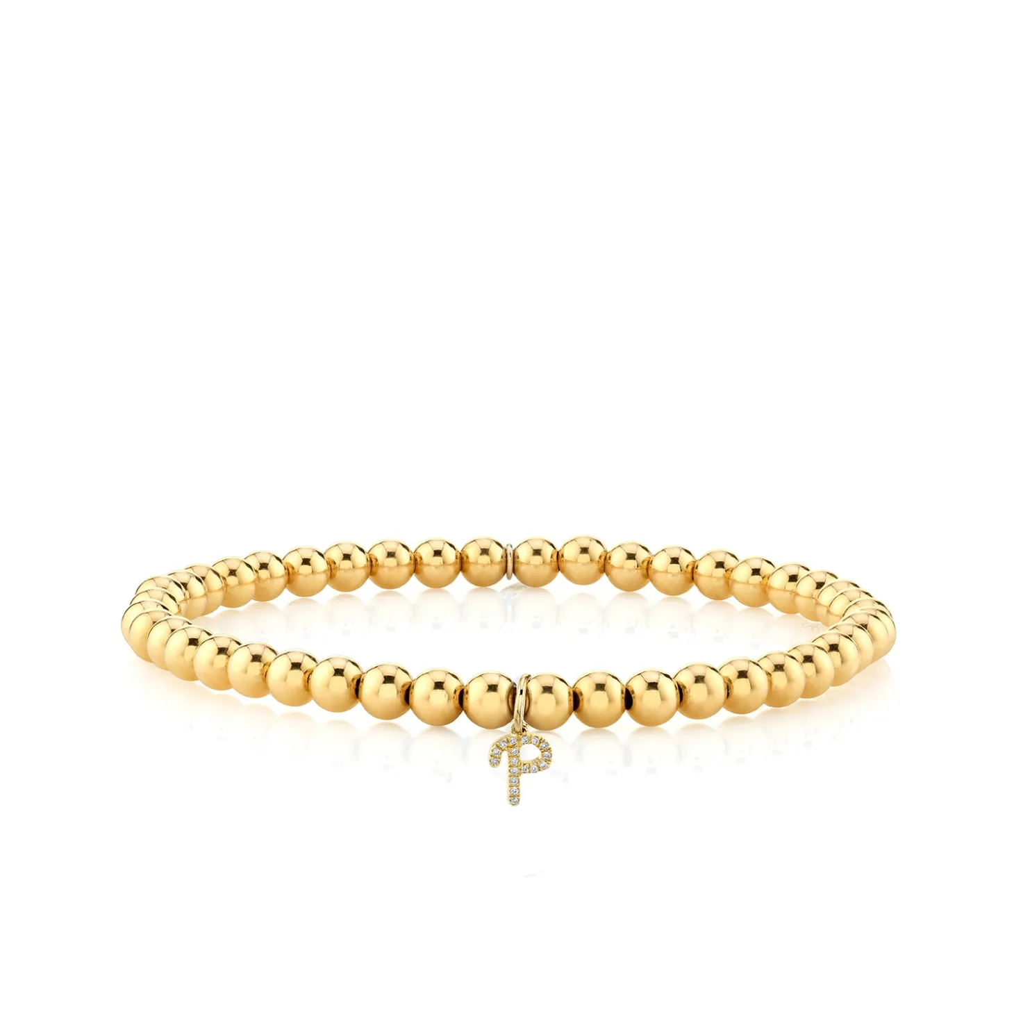 Gold & Diamond Small Initial on Gold Beads