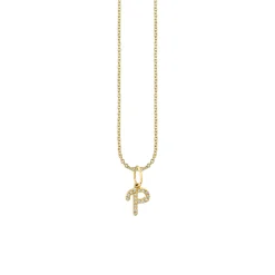 Gold & Diamond Small Initial Charm Necklace