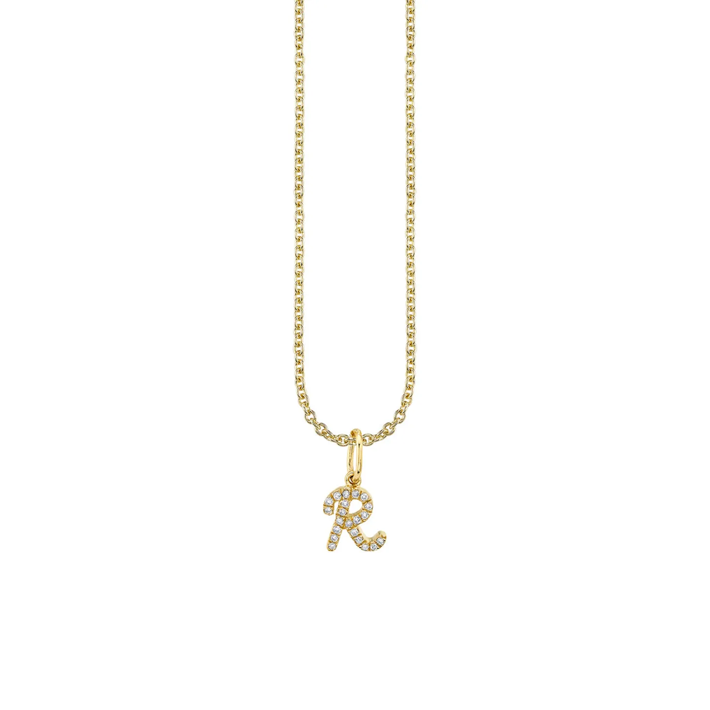 Gold & Diamond Small Initial Charm Necklace