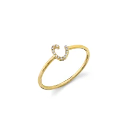 Gold & Diamond Small Initial Ring