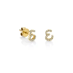 Gold & Diamond Small Initial Stud