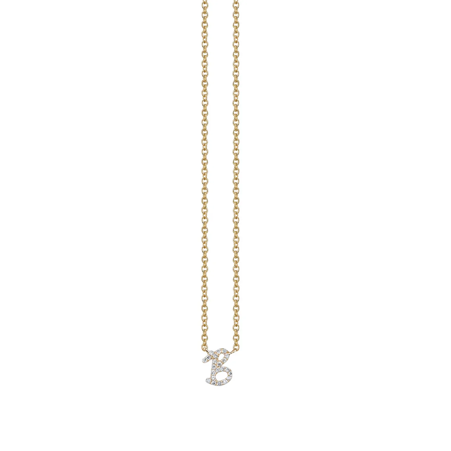 Gold & Diamond Small Initial Necklace