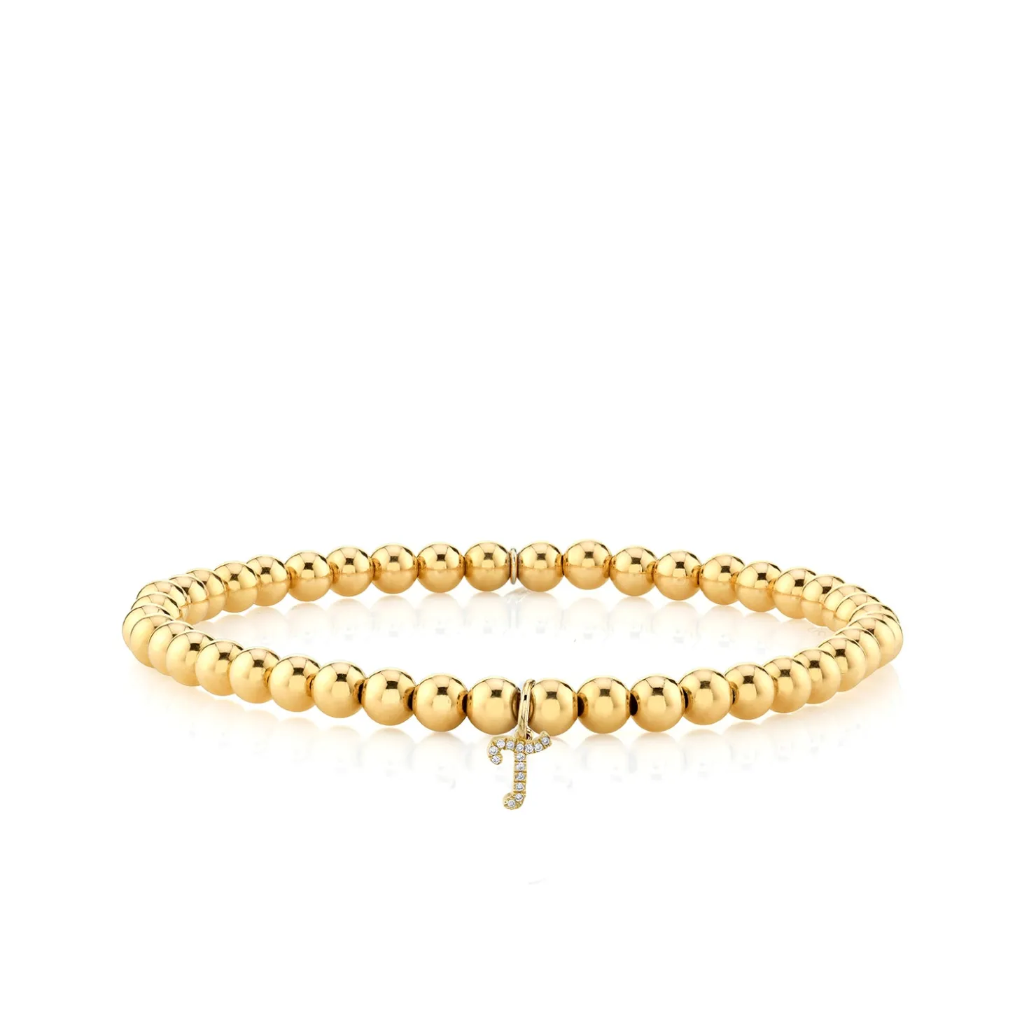 Gold & Diamond Small Initial on Gold Beads