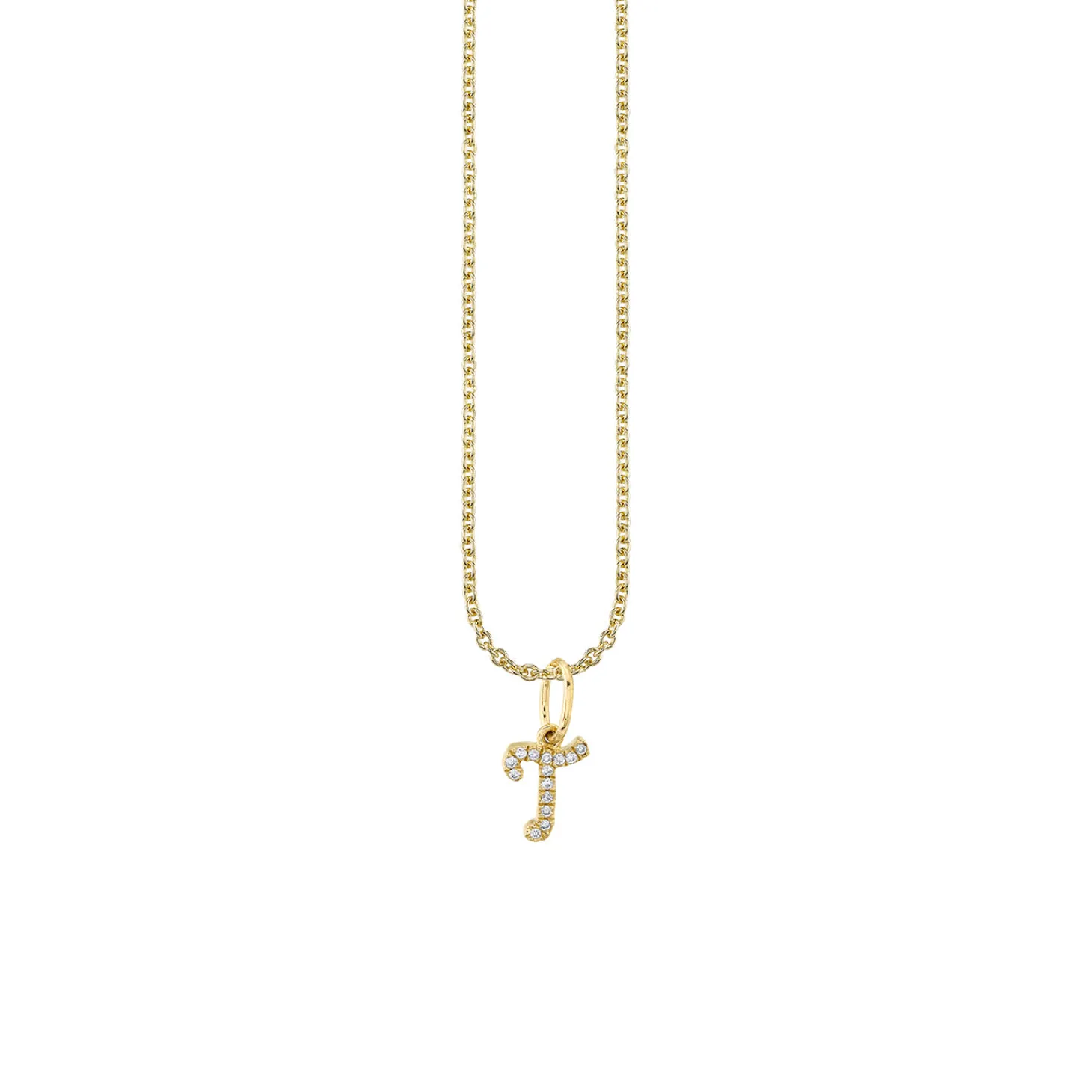 Gold & Diamond Small Initial Charm Necklace
