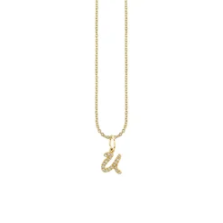 Gold & Diamond Small Initial Charm Necklace