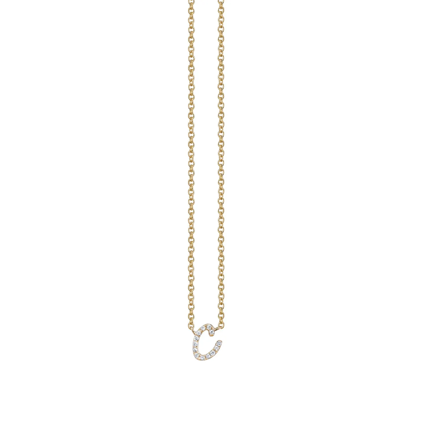 Gold & Diamond Small Initial Necklace