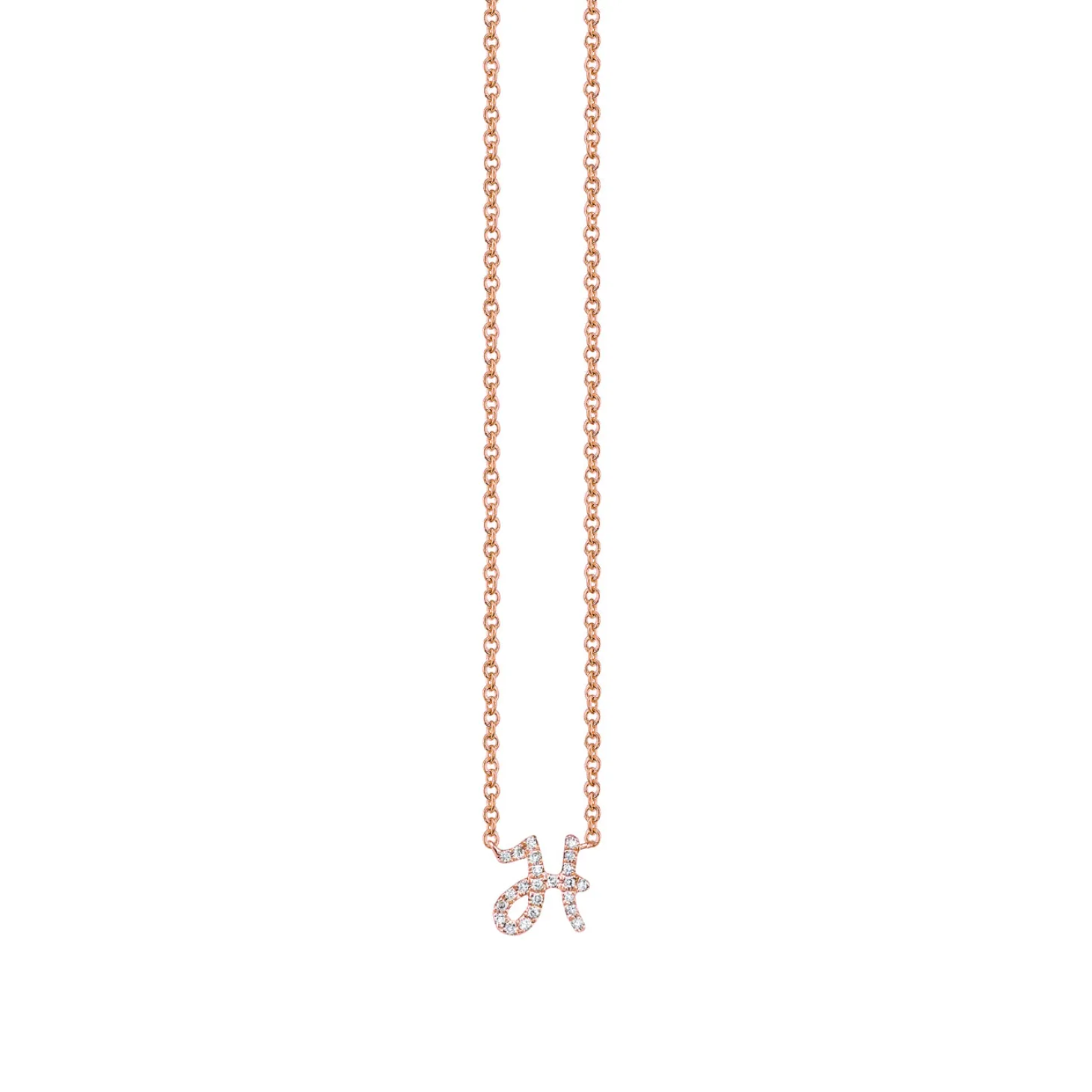 Gold & Diamond Small Initial Necklace