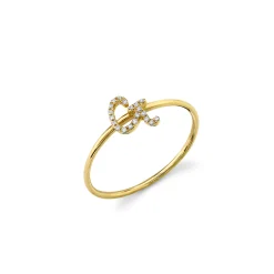 Gold & Diamond Small Initial Ring