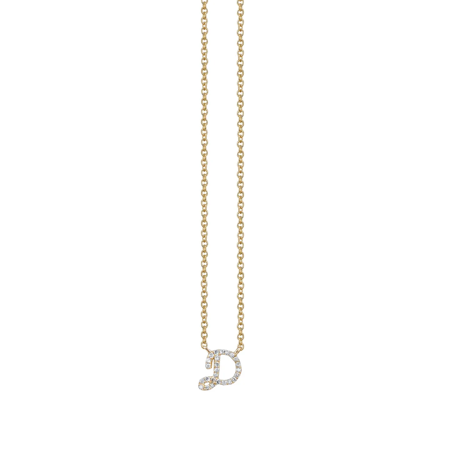 Gold & Diamond Small Initial Necklace